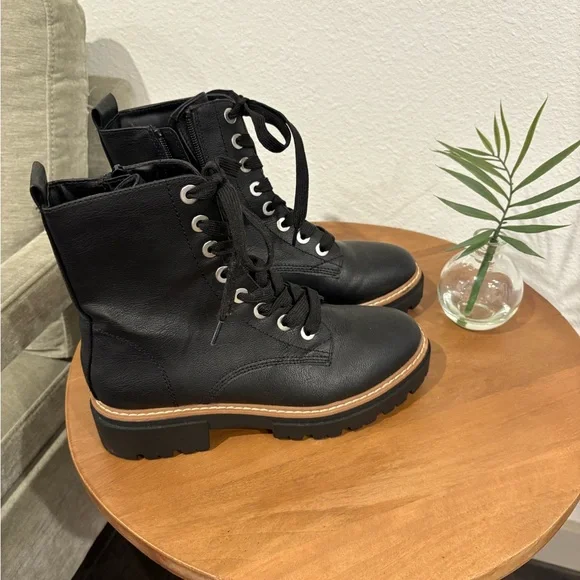 Sun + Stone Black Combat Boots - Picture 1 of 6